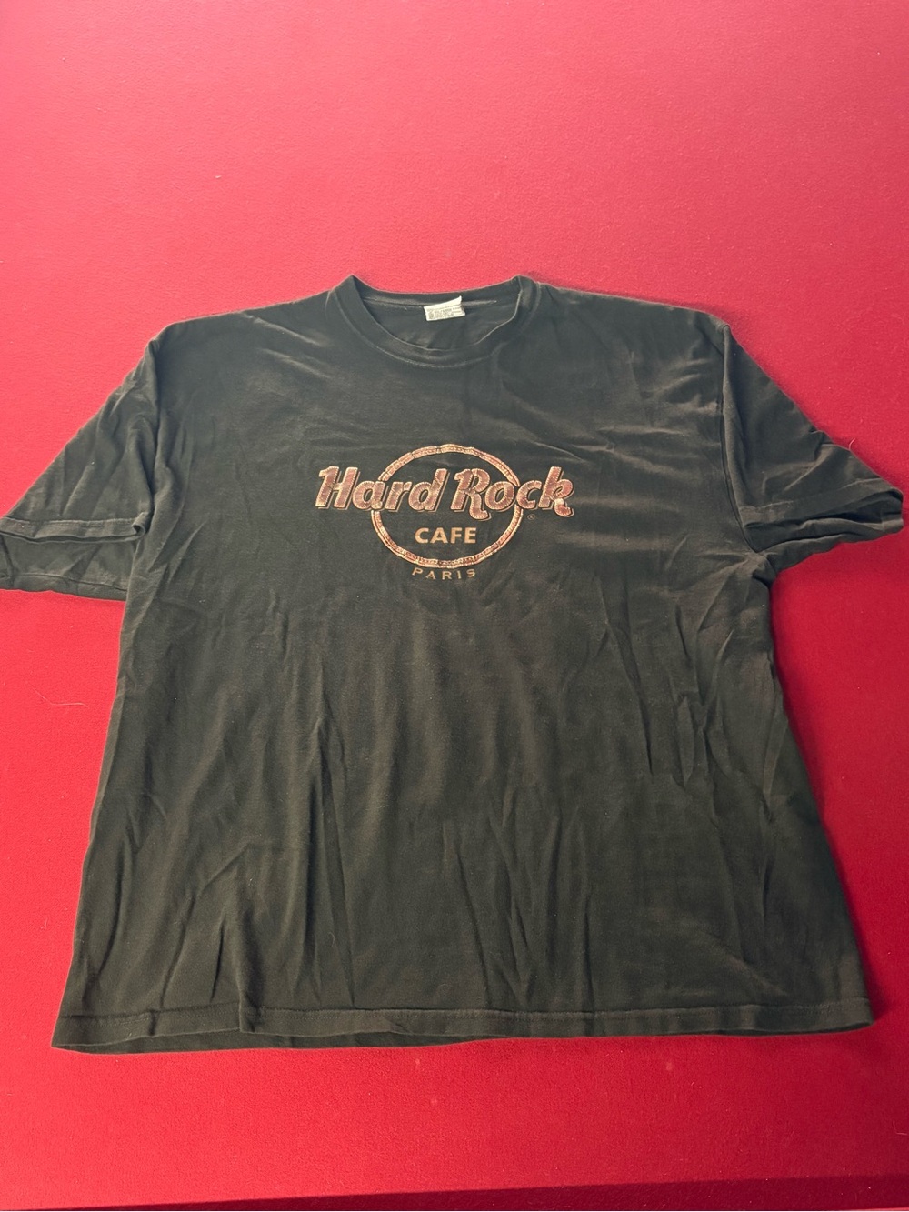 Hard Rock Cafe Black T-Shirt with Faded Pink Logo - Paris